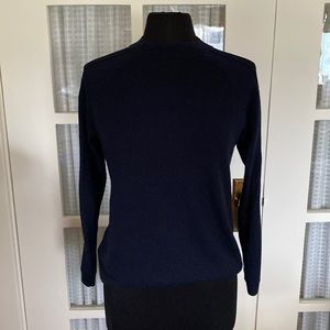 Beautiful Sézane Blue Cotton Sweater w/ Lace Sleeve Detail